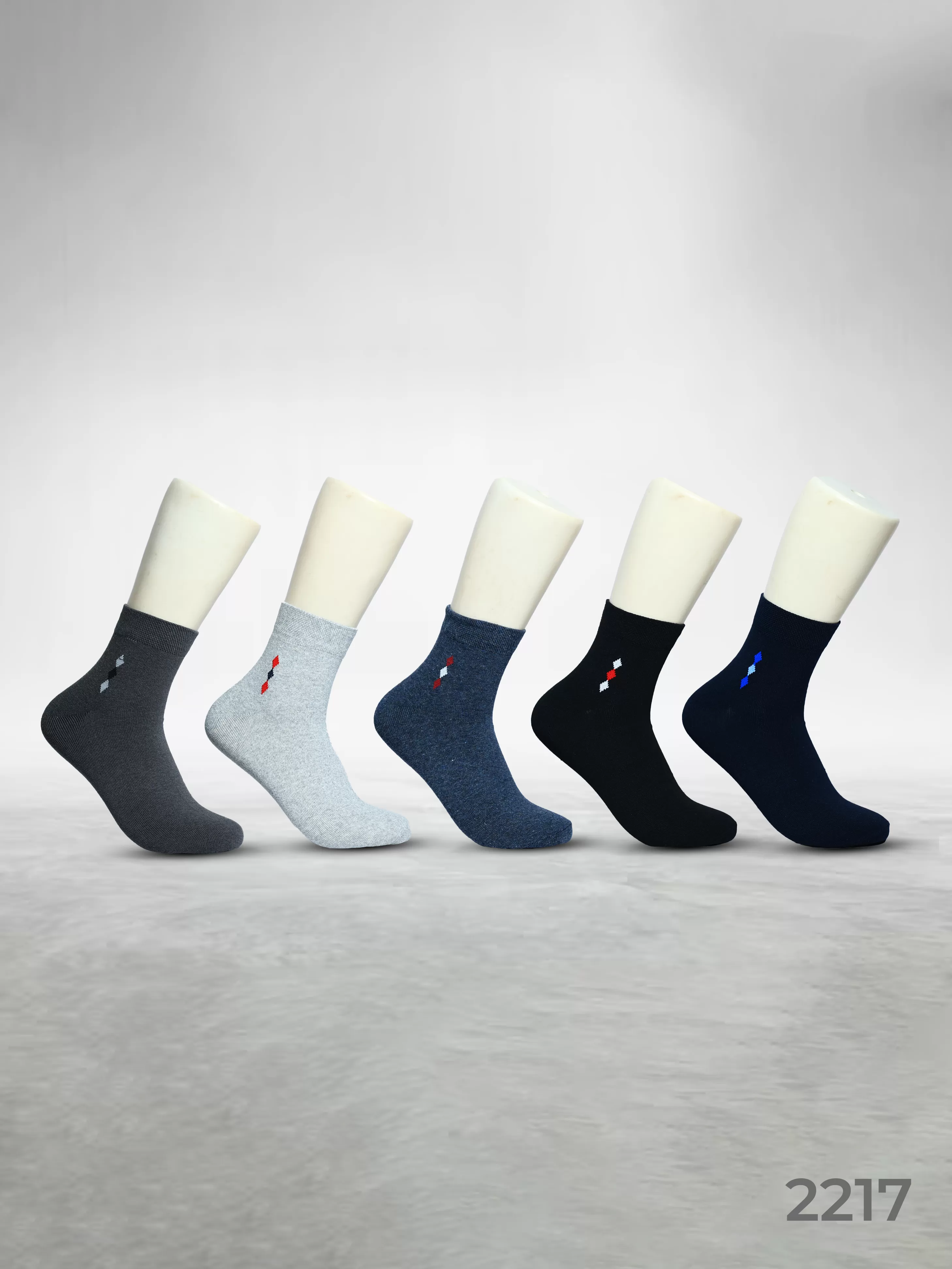 Footies Mens Fine Cotton Socks Ankle pack of 5 (Design)