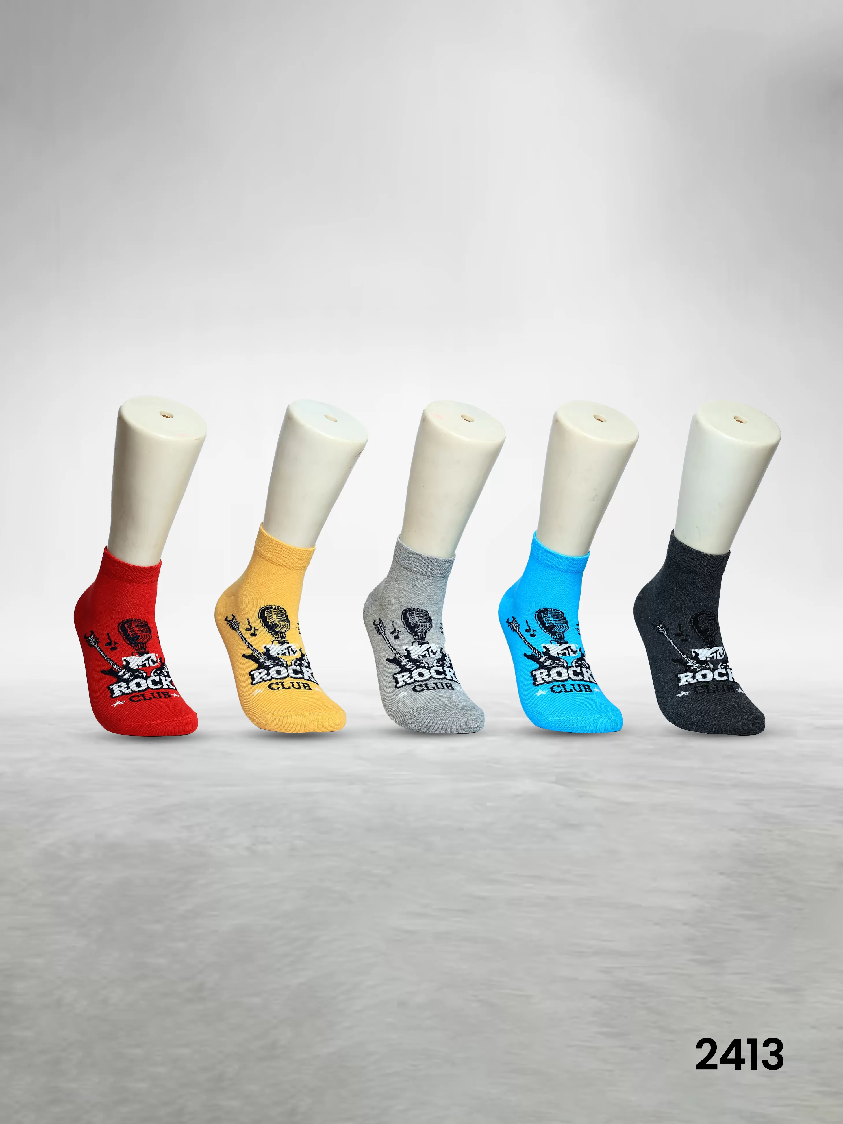 Footies Mens Fine Cotton Socks Ankle pack of 5 (Design)