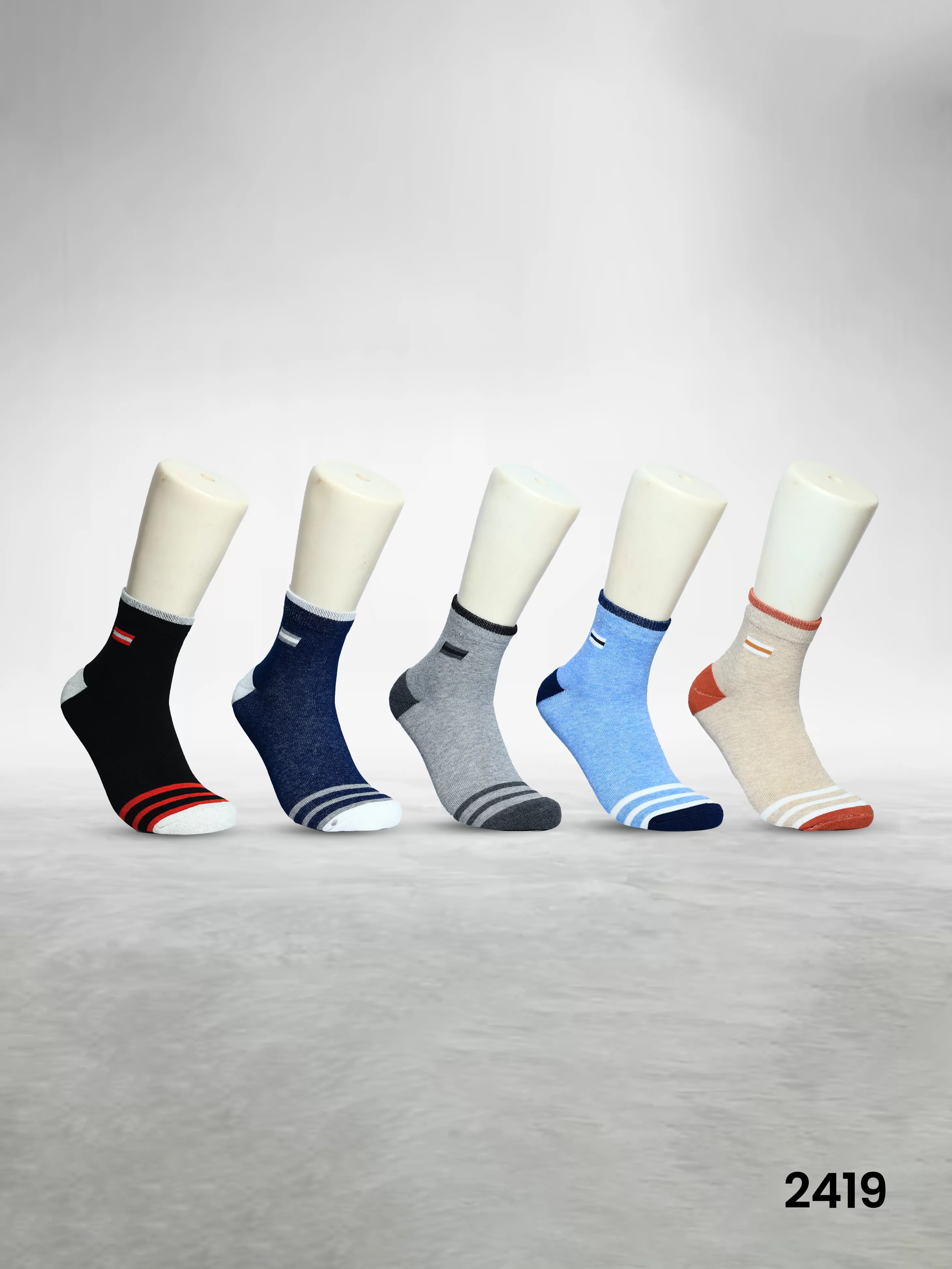 Footies Mens Fine Cotton Socks Ankle pack of 5 (Design)