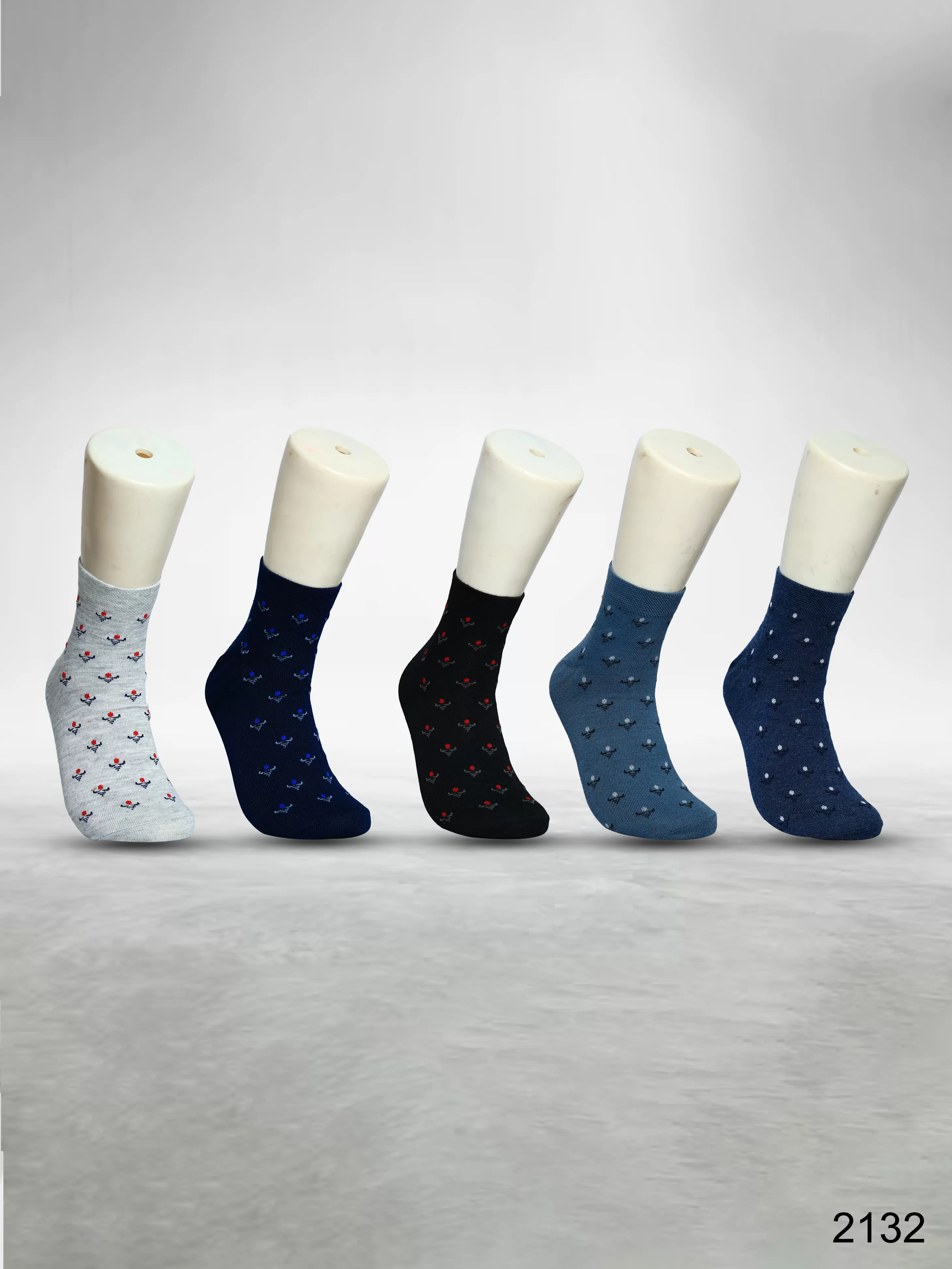 Footies Mens Cotton Rich Socks Ankle pack of 5 (Design)