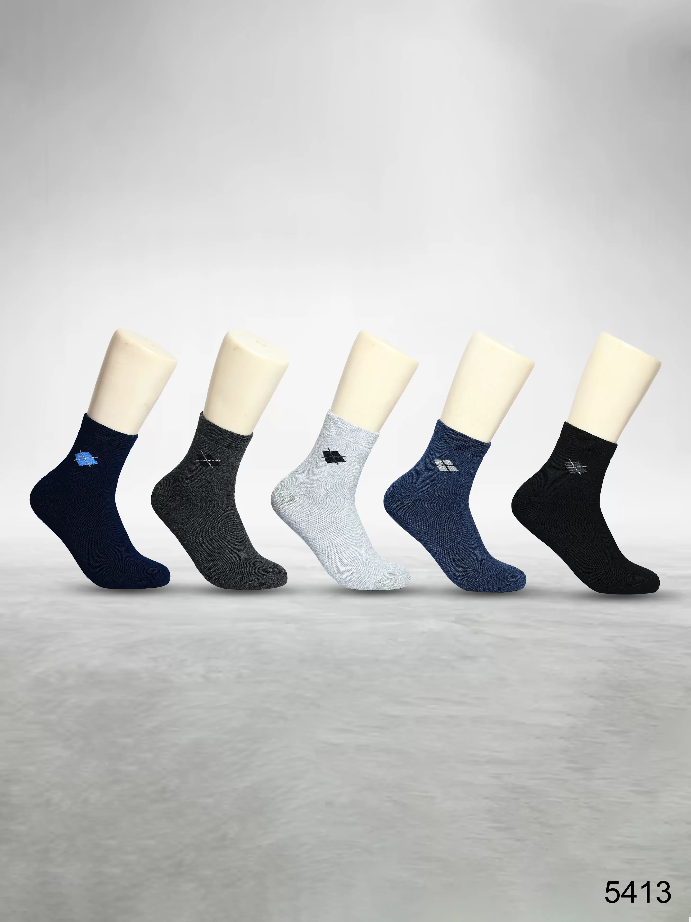 Footies Mens Cotton Rich Socks Terry Ankle pack of 5(Design)