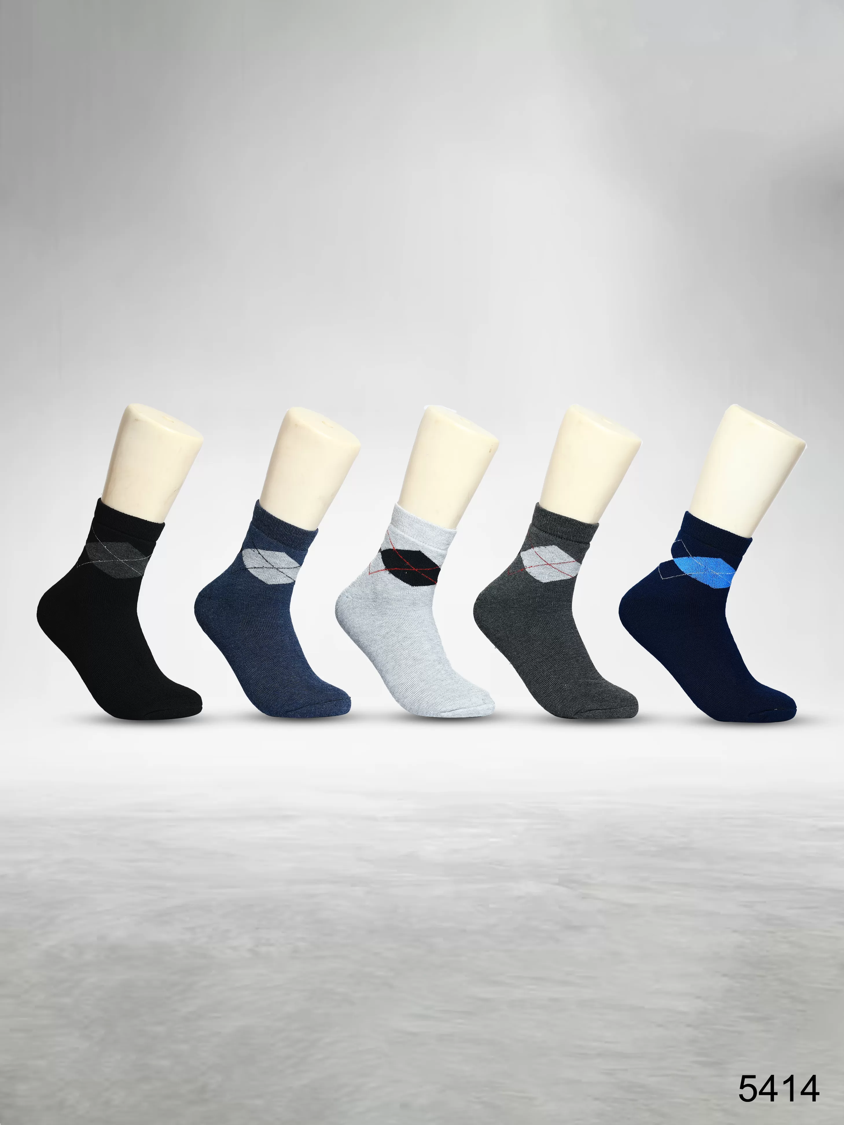 Footies Mens Cotton Rich Socks Terry Ankle pack of 5(Design)