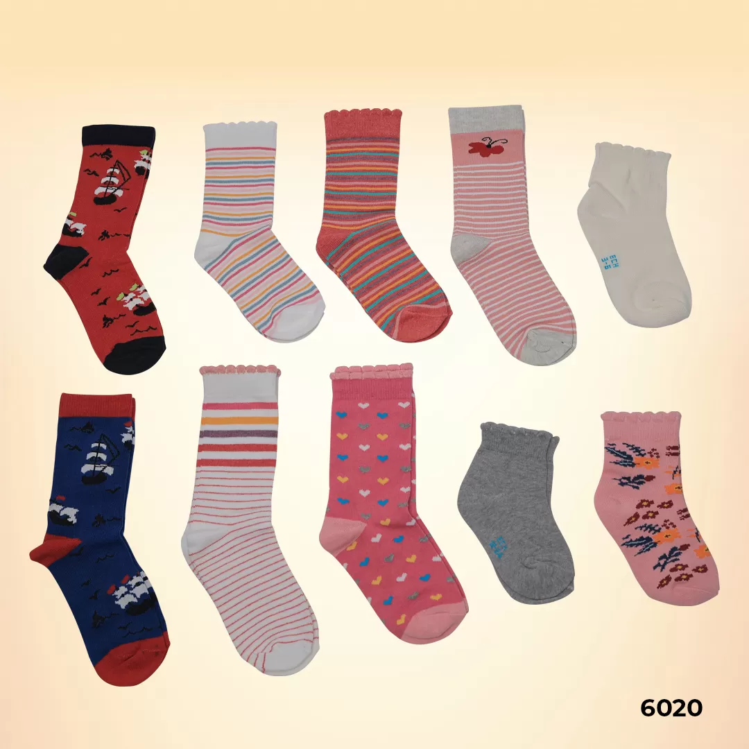 Footies Kids Fine Cotton Socks Pack of any 5 (Design Mixed)