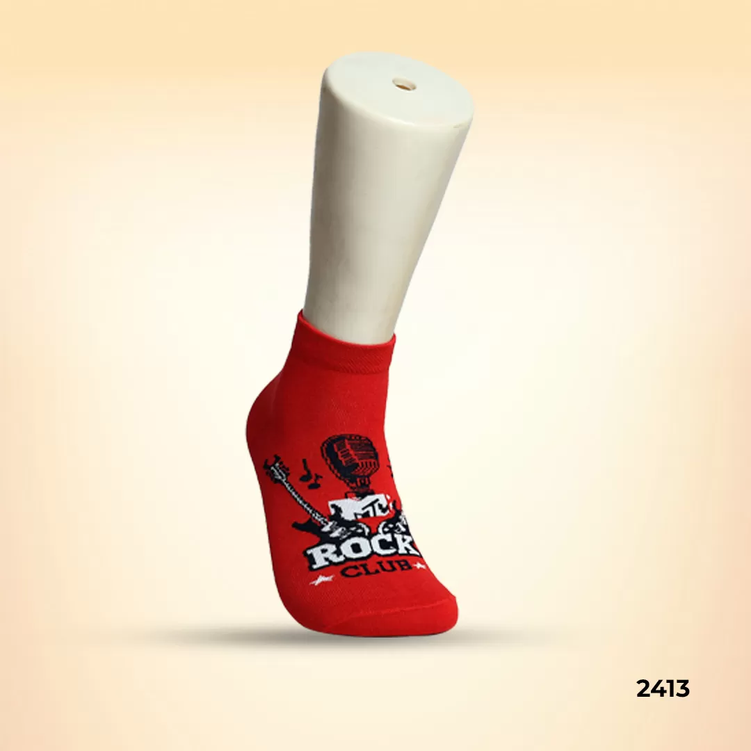Footies Mens Fine Cotton Socks Ankle pack of 5 (Design)