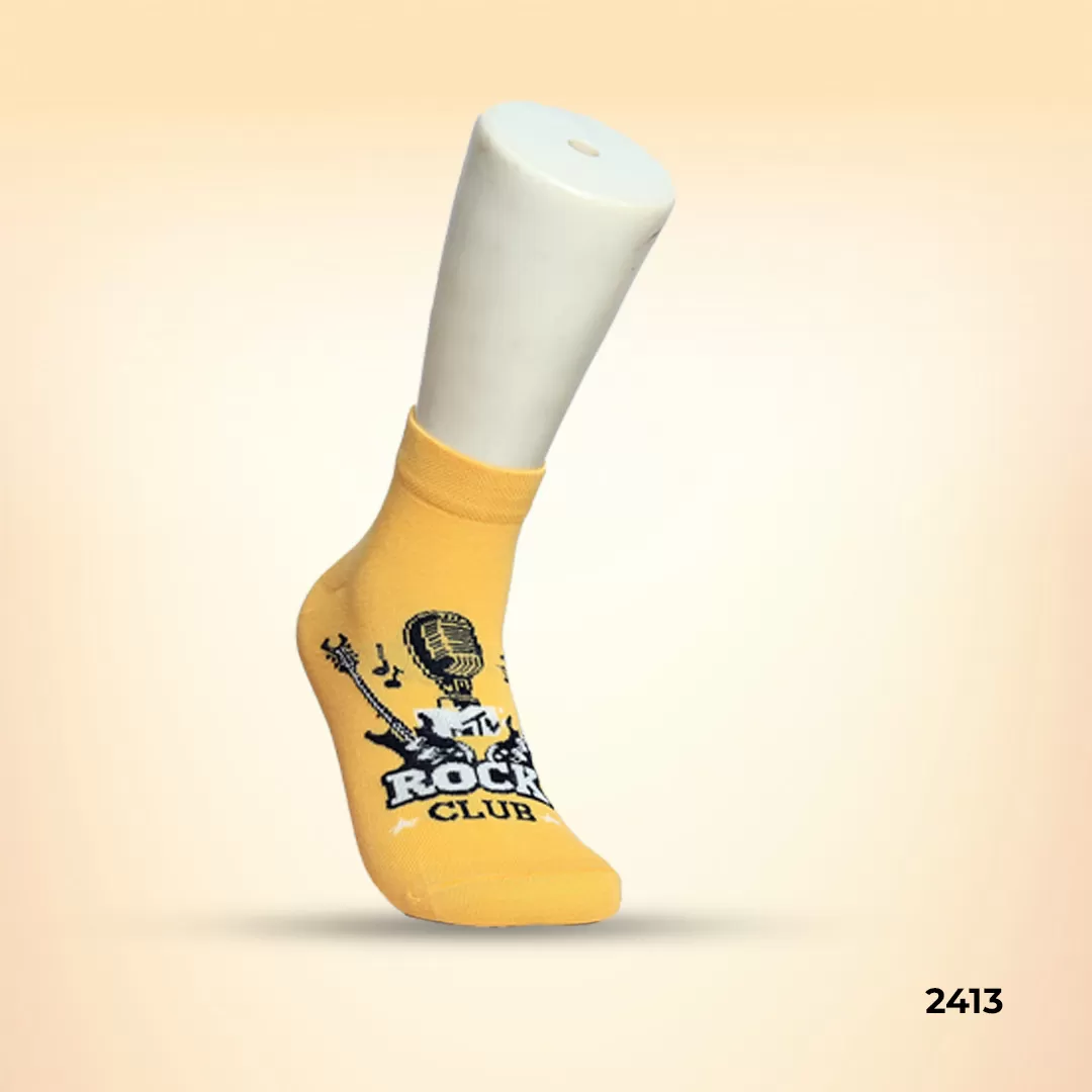 Footies Mens Fine Cotton Socks Ankle pack of 5 (Design)