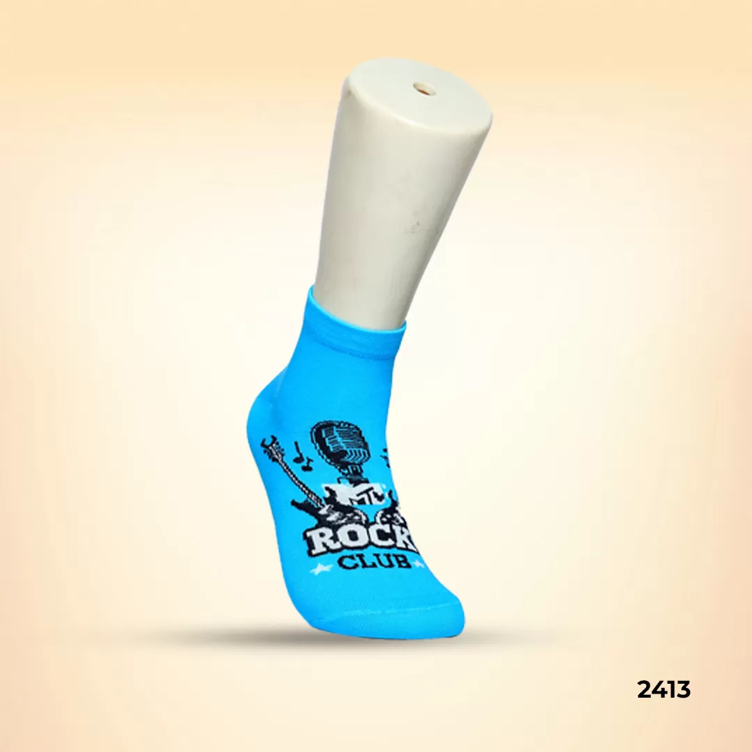 Footies Mens Fine Cotton Socks Ankle pack of 5 (Design)