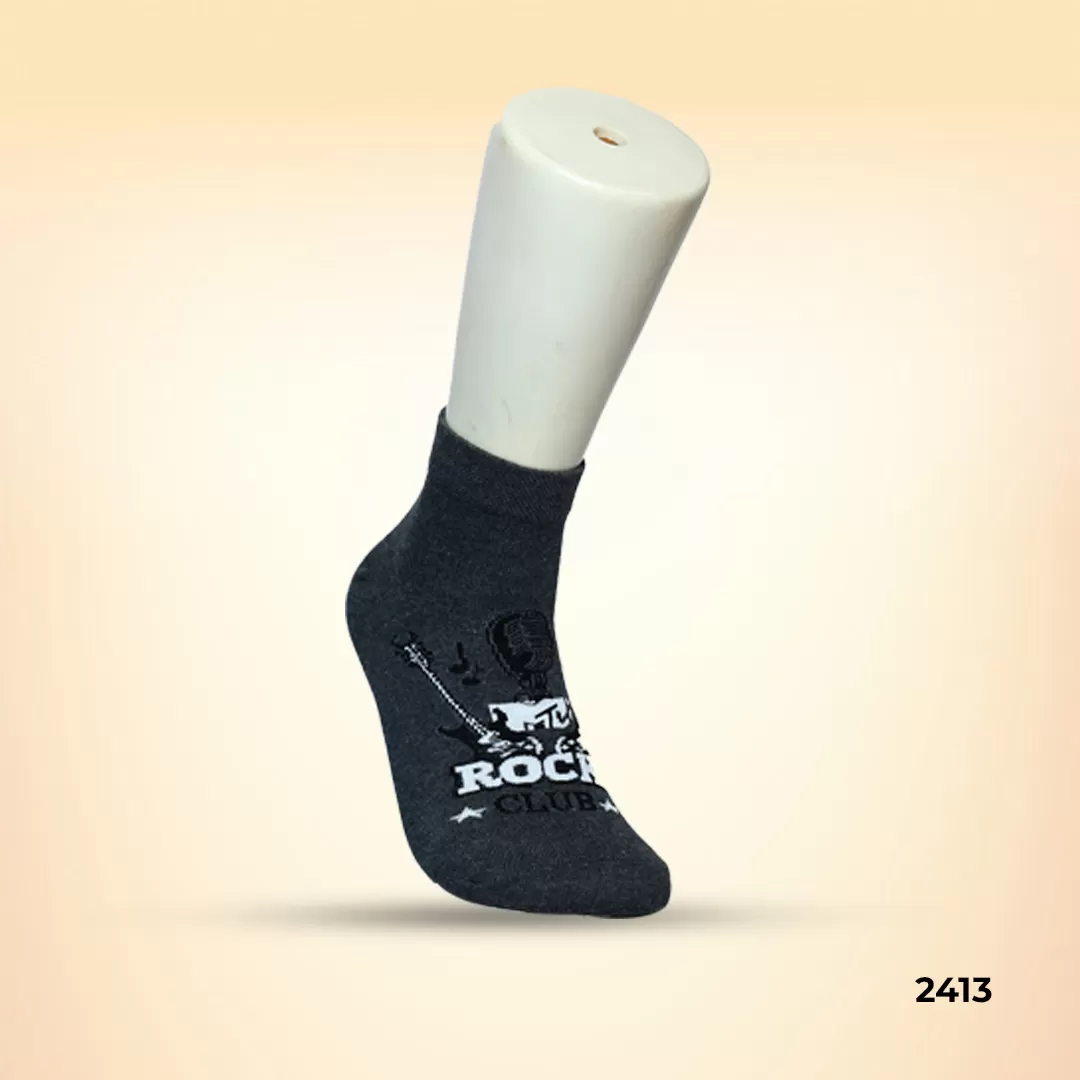 Footies Mens Fine Cotton Socks Ankle pack of 5 (Design)